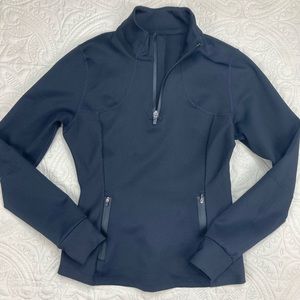 ZYIA Fitted Flight Jacket Pullover 1/4 Zip Black Size Small